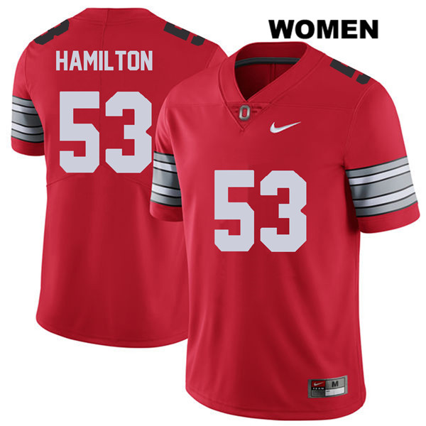 Ohio State Buckeyes Women's Davon Hamilton #53 Red Authentic Nike 2018 Spring Game College NCAA Stitched Football Jersey TK19P62LD